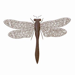 Antique Brown Metal Dragonfly Home Decor (Antique brownDimensions 27 inches high x 37 inches wide Rust free premium grade metal alloyColor Antique brownDimensions 27 inches high x 37 inches wide)