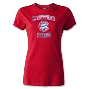 hidden Bayern Munich 2013 Womens Deutscher Meister T Shirt (Red)
