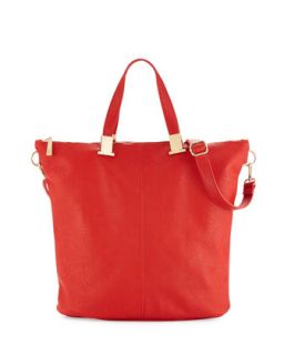 Corner Weathered Faux Leather Tote Bag, Coral