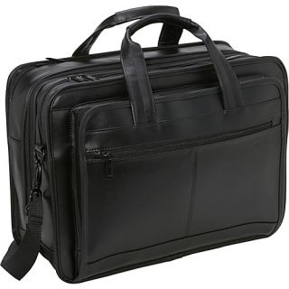 Leather Expandable Briefcase   Black