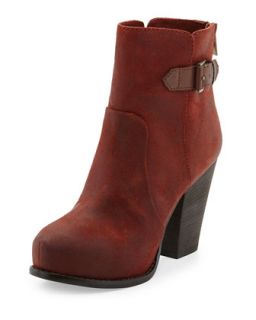 Fine Suede Ankle Boot, Rust