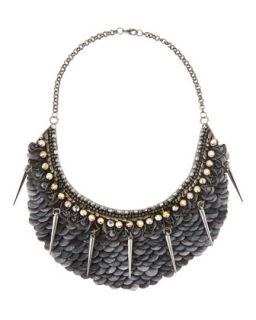 Gunmetal Spiked Scalloped Necklace
