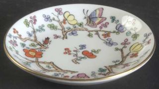 Spode Shanghai Butter Pat, Fine China Dinnerware   Insects, Flowers, Scalloped,