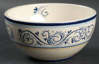 Better Homes and Garden Renes Soup/Cereal Bowl, Fine China Dinnerware   Blue,Yel