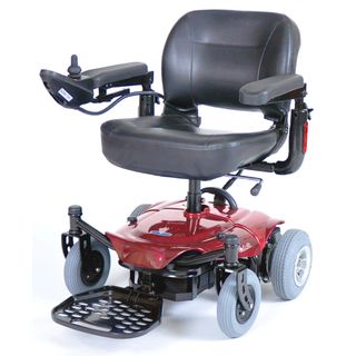 Activecare Cobalt Red Travel Power Wheelchair (RedMaterials SteelWeight capacity 250 poundsDimensions 37 inches high x 24 inches wide x 38.5 inches longMax speed 4 mphMax range 7 milesTurning radius 29 inchesClimbing angle 6 degreesGround clearance