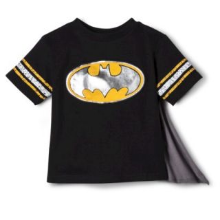 Batman Infant Toddler Boys Short Sleeve Tee w/ Cape   Black 12 M