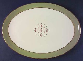 Lenox China Glendale 16 Oval Serving Platter, Fine China Dinnerware   Green Rim