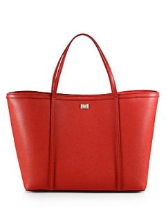 Dolce & Gabbana Textured Leather Tote   Medium Red