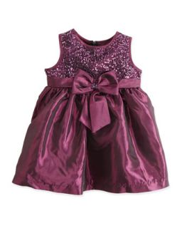 Sequin Bodice Taffeta Skirt Dress, Purple, 12 24 Months