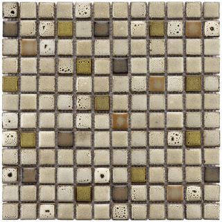 Somertile Tuscan Square 1 inch Sierra Ceramic Mosaic Tiles (pack Of 10) (Ceramic mosaicDimensions of tile 12.5 inches long x 12.5 inches wide x 0.25 inches highInstallation Use latex modified thin setMesh mounted tilesGrade 1, first quality productPEI I