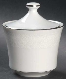 Wyndham Bridal Lace Sugar Bowl & Lid, Fine China Dinnerware   White Lace On Whit