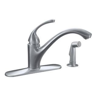 Kohler K 10412 g Brushed Chrome Forte Single control Kitchen Sink Faucet With Escutcheon, Sidespray And Lever Handle