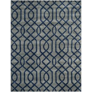 Safavieh Hand made Soho Grey/ Dark Blue Wool Rug (5 X 8)