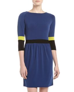 Nala Colorblock Knit Dress, Marine Blue