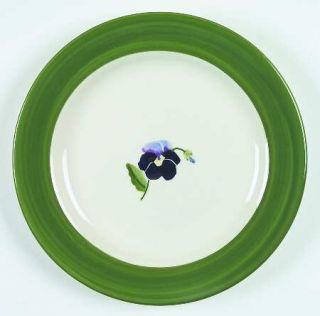 Hartstone Pansy Salad Plate, Fine China Dinnerware   Purple Floral Center, Green