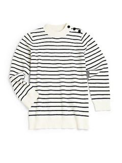 Burberry Boys Striped Cashmere Blend Sweater   Navy White