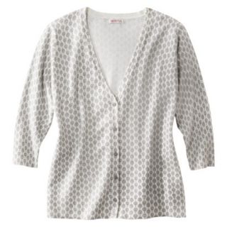 Merona Womens Plus Size 3/4 Sleeve V Neck Cardigan Sweater   Cream/Gray 1