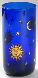 Libbey   Rock Sharpe Celestial Cooler   Cobalt Blue W/Yellow Sun,Moon,Stars