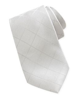Square Jacquard Contrast Tail Tie, Silver/Black