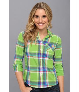 U.S. Polo Assn Poplin Plaid Long Sleeve Shirt Womens Long Sleeve Button Up (Green)