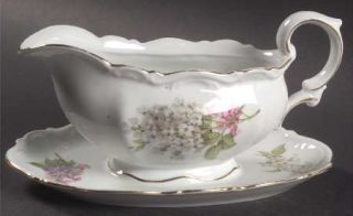 Mitterteich Lilac Gravy Boat with Attached Underplate, Fine China Dinnerware   P