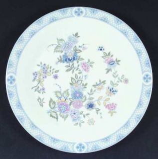 Royal Doulton Coniston Dinner Plate, Fine China Dinnerware   Blue Floral/Lattice