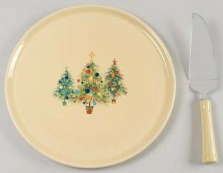 Homer Laughlin  Fiesta Christmas Tree Cake Plate and Server (Boxed Set), Fine Ch