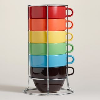 Multi Color Jumbo Stacking Mugs Set of 6   World Market