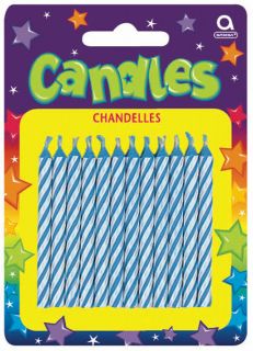 Candy Stripe Blue Birthday Candles (24)