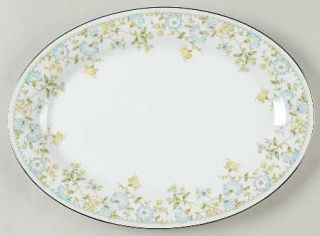 Noritake Flourish 14 Oval Serving Platter, Fine China Dinnerware   Blue/Yellow