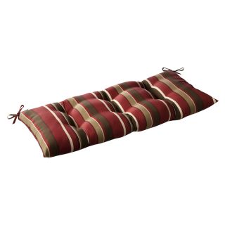 Pillow Perfect Outdoor Red/ Brown Stripe Tufted Loveseat Cushion (Red/brownPattern StripeMaterials 100 percent polyesterFill 100 percent virgin polyester fiberClosure Sewn seam Weather resistantUV protectedCare instructions Spot clean Dimensions 44 
