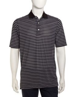 Striped Performance Golf Shirt, Black