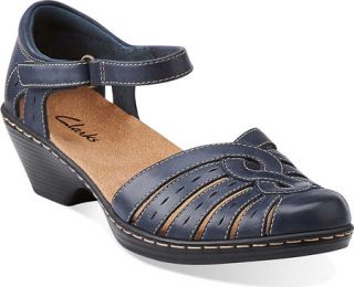 Womens Clarks Wendy River   Navy Leather Sandals