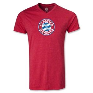 hidden Bayern Munich Logo V Neck T Shirt (Heather Red)