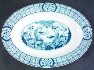 Johnson Brothers Mongolia (Gray/Blue) 10 Oval Serving Platter, Fine China Dinne