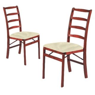 Folding Chair Folding Chair with Cream Seat   Red Brown (Cherry)