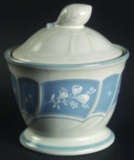 Noritake Victory Blue Sugar Bowl & Lid, Fine China Dinnerware   Blue Border, Whi