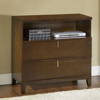 Reverse Bowfront Chocolate Brown 2 drawer Media Chest