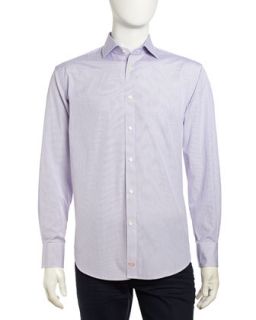 Striped Woven Long Sleeve Sport Shirt, Purple