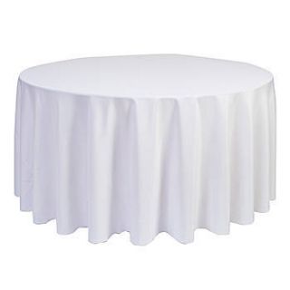 White 120 Inch Round Polyester Tablecloth