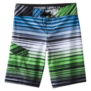 Mossimo Supply Co. Mens 11 Board Shorts   Green/Blue Stripe 34