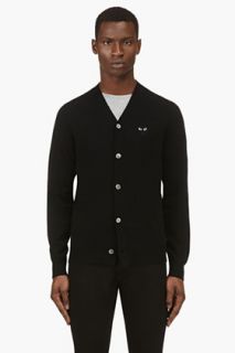 Comme Des Garons Play Black Wool Heart Patch Cardigan