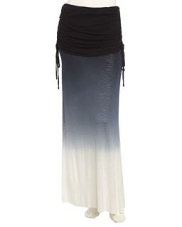 Pull On Ombre Knit Skirt, Black Ombre