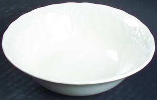 Nikko Woodbury White Fruit/Cereal Bowl, Fine China Dinnerware   All White, Embos
