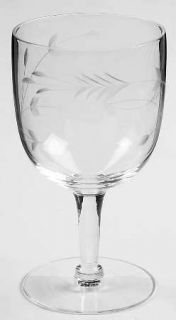 Sevron Moonglow Water Goblet   Gray Cut Floral Design, Smooth Stem