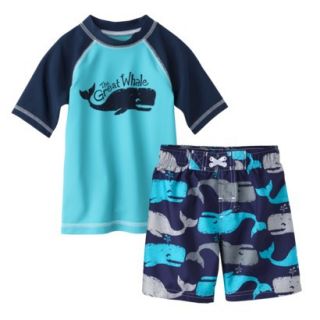 Circo Infant Toddler Boys Whale Rashguard and Swim Trunk Set   Blue 2T