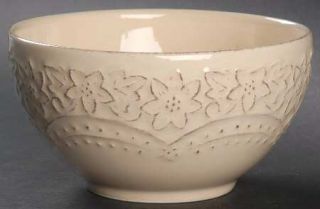 Pier 1 Lacey Cream Soup/Cereal Bowl, Fine China Dinnerware   All Cream, Embossed