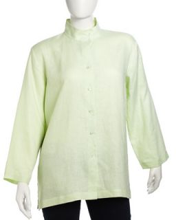 ButtonDown Long Sleeve Linen Shirt, Womens