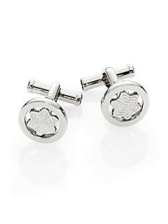 Montblanc Round Swiveling Star Cuff Links   Stainless Steel