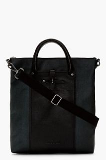 Diesel Black Gold Green Leather And Canvas Millard Tote